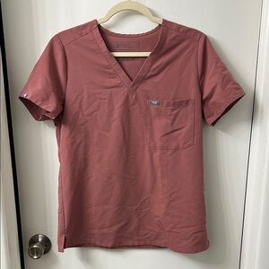 Figs Pink Short Sleeve Scrub Top